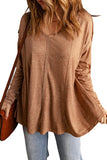 Seamed Loose Fit V Neck Long Sleeve Top