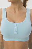 Seamless Wide Straps Buttons U Neck Sports Bra