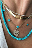 Palm Leaf Beaded Multi-layered Pendant Necklace Set