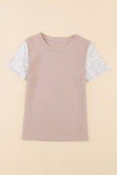 Round Neck Sequin Sleeve T Shirt