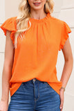 Crinkled Textured Ruffled Puff Sleeve Blouse