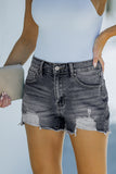 Distressed Frayed Denim Shorts