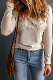 Lace Crochet V Neck Long Sleeve Top