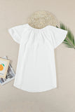 Solid Drawstring Ruffled Short Sleeve Blouse