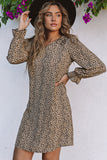 Leopard Frill Trim V Neck Dress