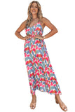 Abstract Print Spaghetti Straps Maxi Dress