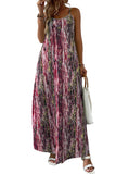 Abstract Print Adjustable Spaghetti Strap Maxi Dress