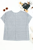 Ribbed Knit Round Neck Relaxed Tee