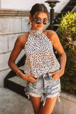 Halter Neck Animal Spotted Print Tank Top