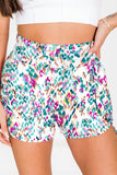 Multicolor Geometric High Waisted Athletic Shorts