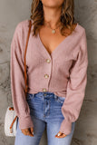 V Neck Buttoned Bishop Sleeve Cardigan