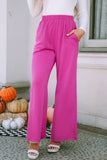 Elastic Waist Pocketed Wide Leg Pants