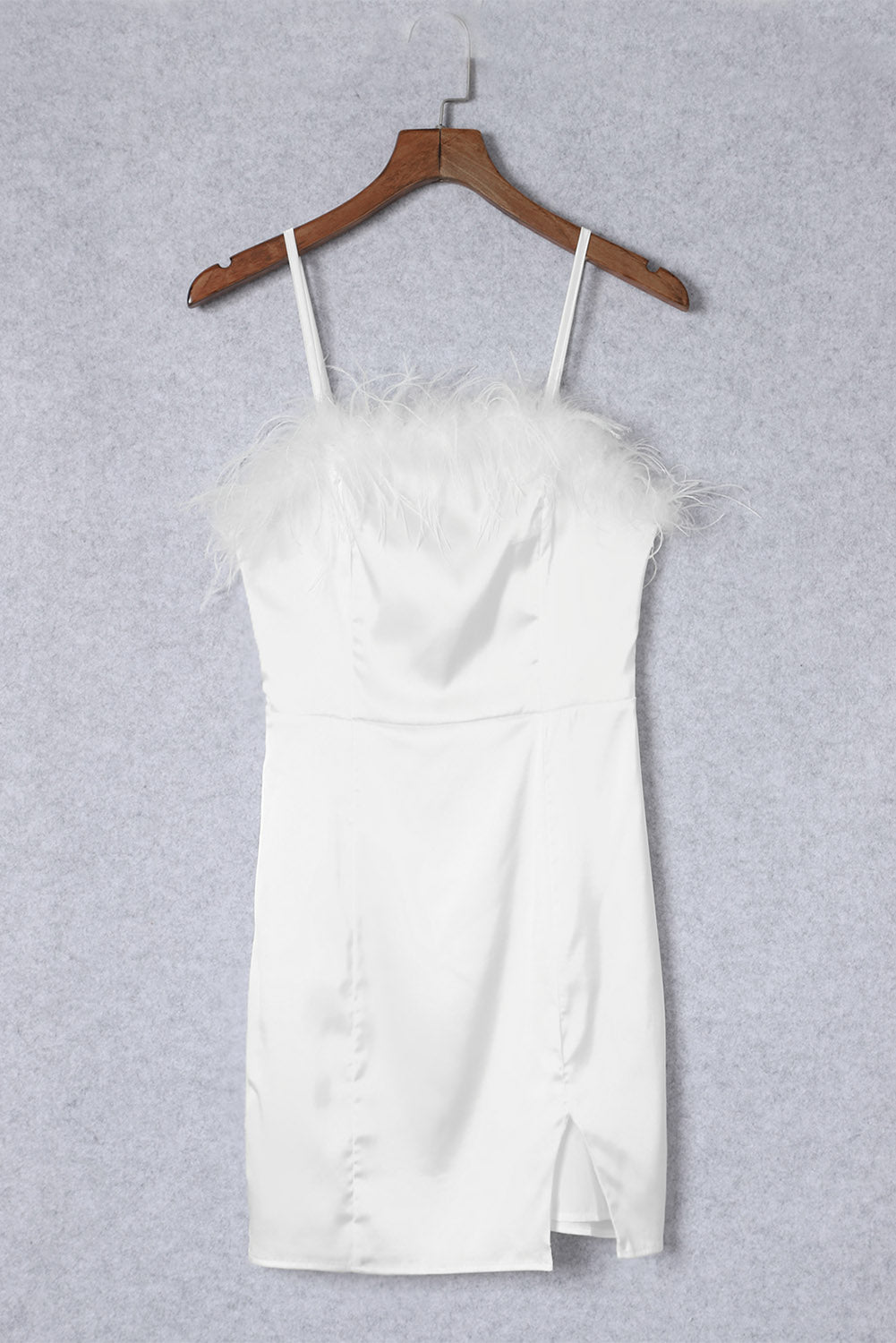 Fluffy Feather Trim Strapless Mini Dress