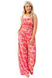 Boho Floral Sleeveless Wide Leg Pocket Pants Set