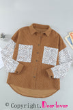 Leopard Patchwork Corduroy Buttoned Shirt Jacket