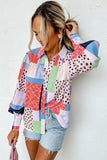 Mixed Print Button Front Cuffed Sleeve Shirt