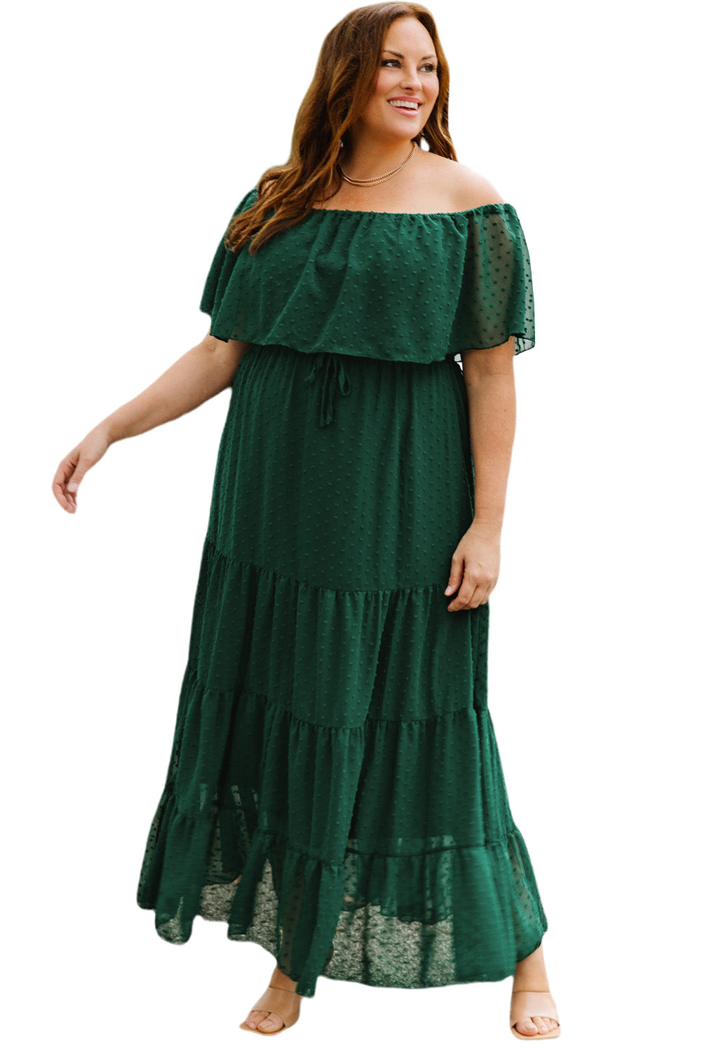 Swiss Dot Plus Size Ruffle Tiered Maxi Dress