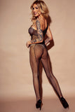 Rhinestone Fishnet Mesh Open Crotch Bodystockings