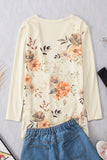 Floral Print Ribbed Knit Slim Fit Cardigan