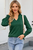 Frill V Neck Puff Long Sleeve Top