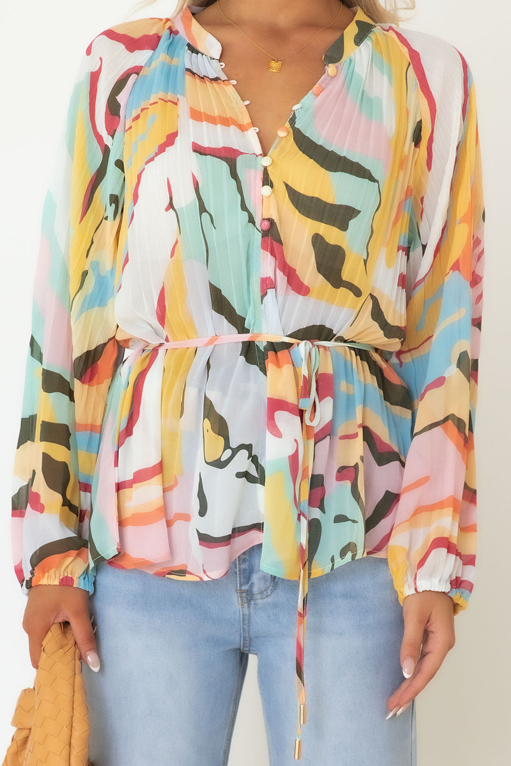 Tropical Fish Skin Crinkle Long Sleeve Shirt