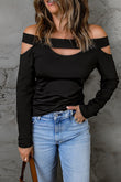 Hollow-out Off-the-shoulder Slim Fit Top