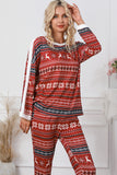 Reindeer Geometric Print Top and Skinny Pants Lounge Set