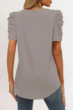 Black Puff Sleeve V-Neck T-Shirt