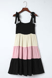 Multicolor Smocked Color Block Sleeveless Mini Dress