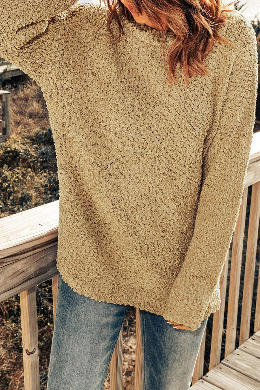 Porncorn Drop Shoulder Pullover Knit Sweater