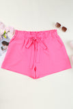 Paperbag High Waist Textured Plus Size Casual Shorts