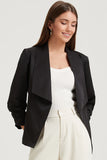 Solid Lapel Collar Satin Blazer