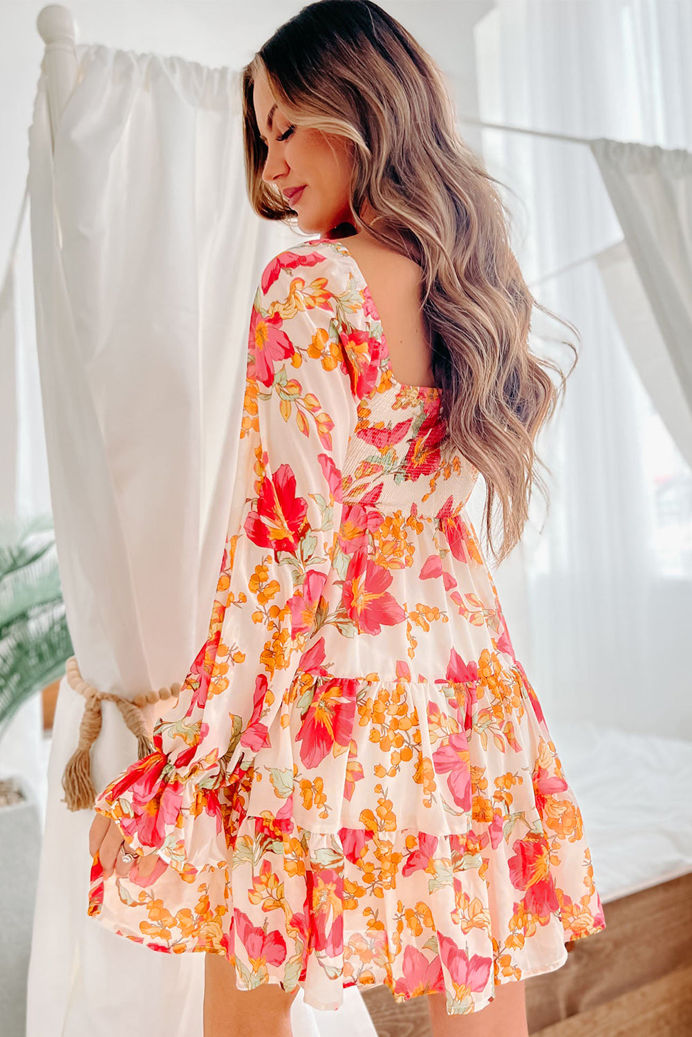 Smocked Tiered Floral Dress