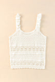 Ruffle Straps Crochet Knit Tank Top