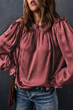 Frilled Neck Ruffled Long Sleeve Blouse