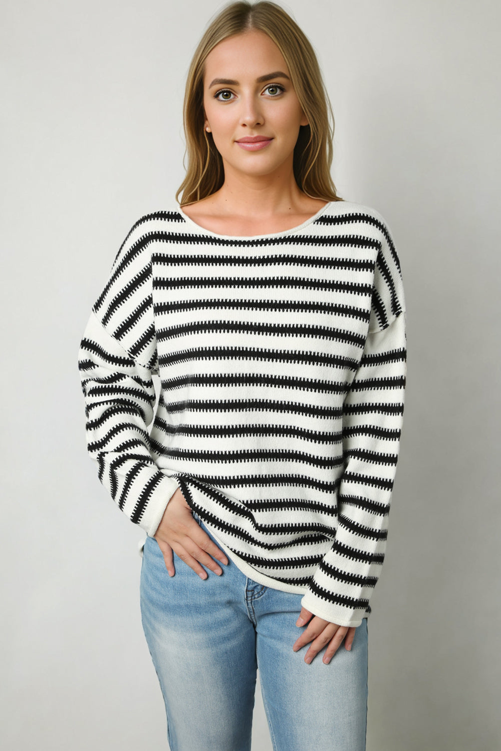 Striped Drop Shoulder Oversized Sweater