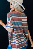 Striped Loose T-shirt with Slits