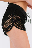 Hollow Out Lace Overlay Swim Short Bottom