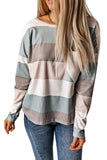 Striped Colorblock Ribbed Knit Top with Pocket