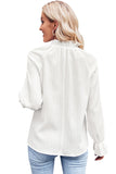 Frilled Mock Neck Ripple Bubble Sleeve Blouse