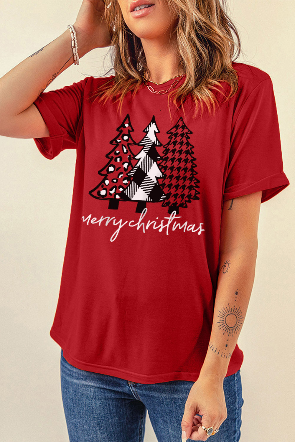 Gray Christmas Santa Hat Snowflake Slogan Graphic Tee