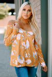 Cold Shoulder Long Sleeve Floral Top