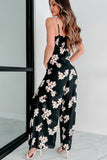 Tie Decor V Neck Floral Wide Leg Jumpsuit