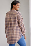 Plus Size Plaid Print Buttoned Oversized Tunic Shirt