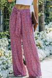 Ditsy Floral Print Tie Front Wide Leg Pants