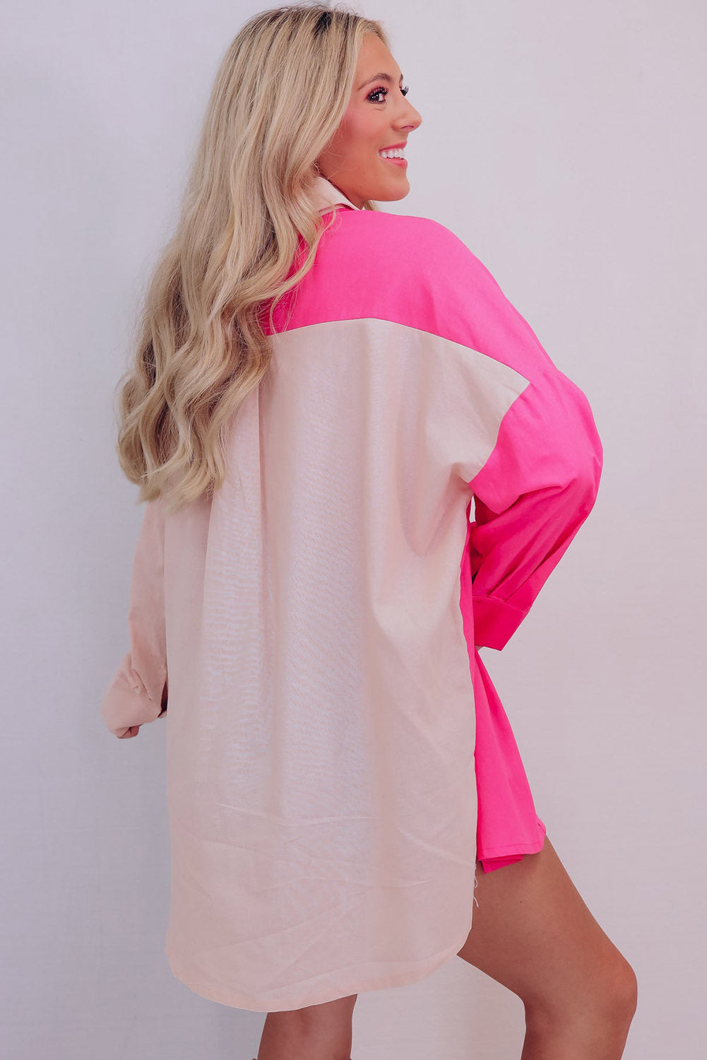 Color Block Patchwork Oversized Shirt