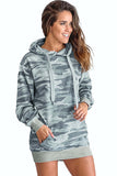 Robe à capuche surdimensionnée gris clair à motif camouflage