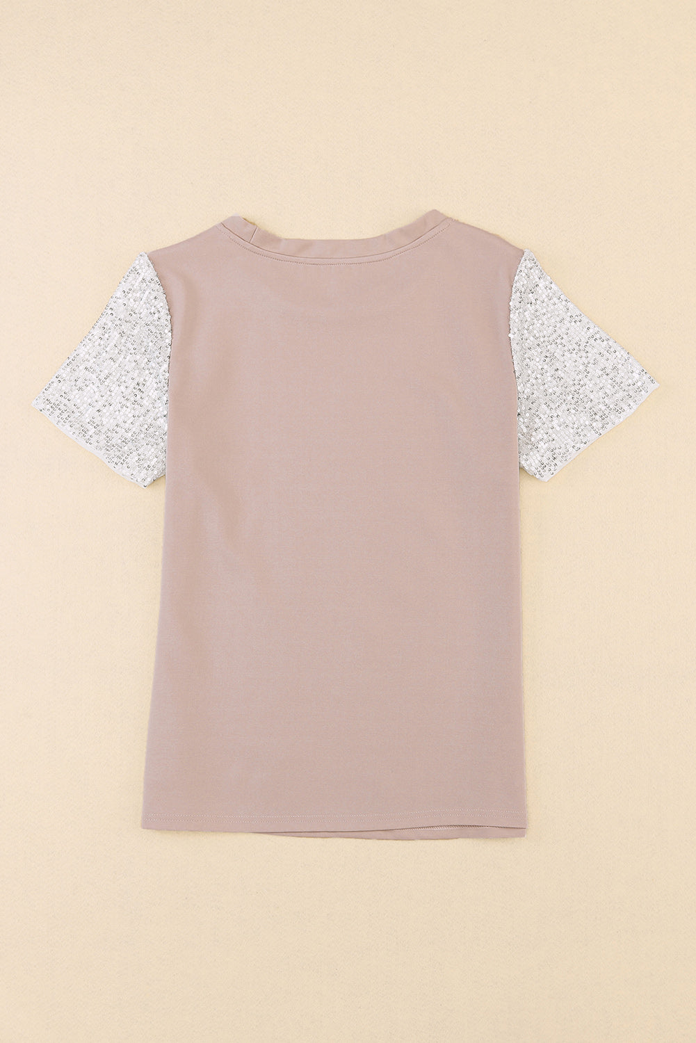 Round Neck Sequin Sleeve T Shirt