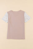 Round Neck Sequin Sleeve T Shirt