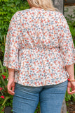 Plus Size Floral Print V Neck Peplum Blouse